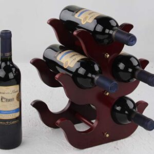 Cherish Wood Wine Rack, Freestanding Countertop Wine Bottle Holder, Wine Display Storage Shelf (5 Bottle)