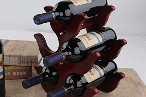 Cherish Wood Wine Rack, Freestanding Countertop Wine Bottle Holder, Wine Display Storage Shelf (5 Bottle)