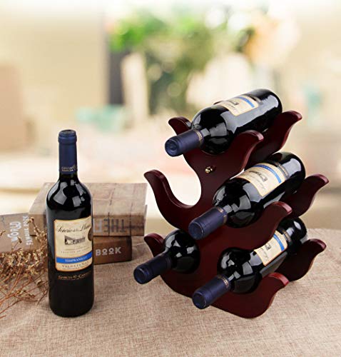 Cherish Wood Wine Rack, Freestanding Countertop Wine Bottle Holder, Wine Display Storage Shelf (5 Bottle)