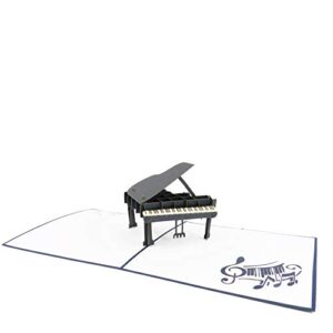 grand piano pop up card for all occasions - happy birthday, graduation, congratulations, retirement, fathers day, mothers day - musicians, pianists, music lovers| pop card express (grand piano pop up card)