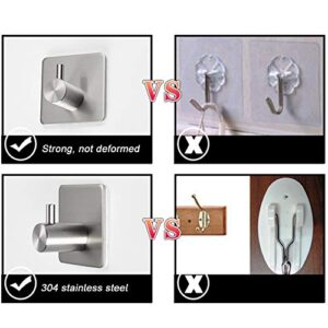 OUKALU Adhesive Wall Hooks Hanger 20 lb(Max) Heavy Duty Wall Hanger Hooks Stainless Steel Waterproof Stick on Hooks for Hanging (6 Pack)