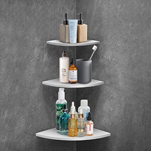 White Corner Wall Shelf, Wall Mounted Floating Corner Shelf, 3 Tiers Storage Organizer Rack Modern Storage Shelf for Home Décor Living Room Bedroom Bathroom Kitchen Office