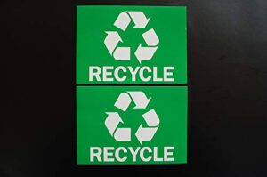 (2 pack) recycle stickers trash bin sticker label - 5" x 3.5" - waterproof garbage waste from recycling - great for metal aluminum steel or plastic trash cans - indoor & outdoor (x2ps8)