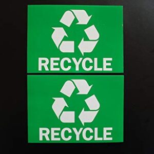 (2 Pack) Recycle Stickers Trash Bin Sticker Label - 5" X 3.5" - Waterproof Garbage Waste from Recycling - Great for Metal Aluminum Steel or Plastic Trash Cans - Indoor & Outdoor (X2PS8)