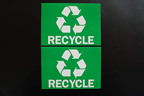 (2 Pack) Recycle Stickers Trash Bin Sticker Label - 5" X 3.5" - Waterproof Garbage Waste from Recycling - Great for Metal Aluminum Steel or Plastic Trash Cans - Indoor & Outdoor (X2PS8)