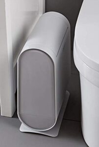 modern simple design bathroom garbage can container with lid and plastics bag storage dispenser elegant hygienic wastebasket | home office bedroom kitchen trash bin diaper pail | grey | 7l/1.8 gal