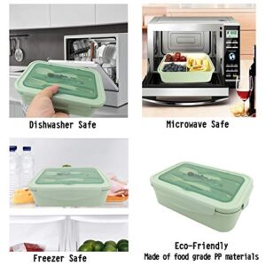 UPTRUST Bento Lunch container For Kids, Bento adult box With 3 Compartment. Leak-proof, Microwave safe, Dishwasher Safe, Freezer Safe,Meal Fruit Snack Packing Box(Spoon&Fork included) (Green)