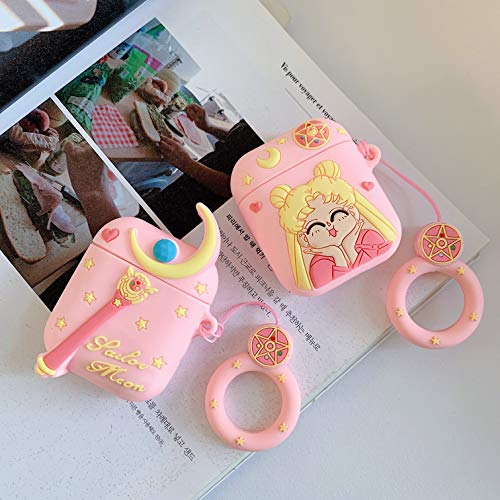 Coralogo Compatible with Airpods 1/2 Cute Case,Cartoon Character Silicone Airpod Designer Skin Kawaii Funny Fun Cool Keychain Ring Design Cover Air pods Cases for Girls Ladies Kids Teens(Magic Wand)