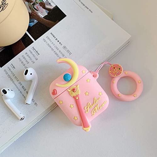 Coralogo Compatible with Airpods 1/2 Cute Case,Cartoon Character Silicone Airpod Designer Skin Kawaii Funny Fun Cool Keychain Ring Design Cover Air pods Cases for Girls Ladies Kids Teens(Magic Wand)