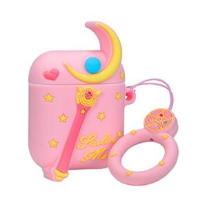 Coralogo Compatible with Airpods 1/2 Cute Case,Cartoon Character Silicone Airpod Designer Skin Kawaii Funny Fun Cool Keychain Ring Design Cover Air pods Cases for Girls Ladies Kids Teens(Magic Wand)