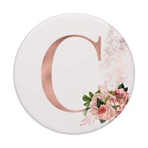 Rose Blush Floral Monogram Initial Letter C Pink Flowers