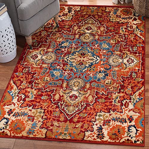 LUXE WEAVERS Howell Collection Red Oriental 5x7 Area Rug