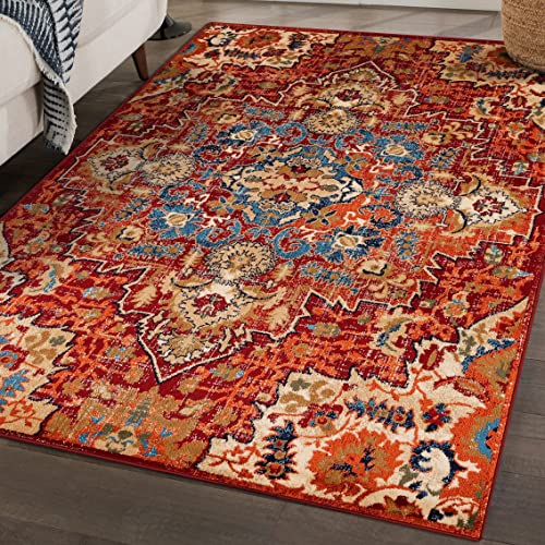 LUXE WEAVERS Howell Collection Red Oriental 5x7 Area Rug