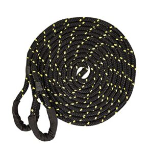 sgt knots vehicle recovery rope - heavy duty, double braided nylon with spliced eye loops for emergency towing strap (1/2" x 20ft, black w yellowfleck)