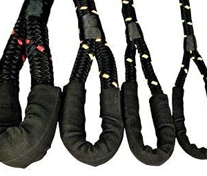 SGT KNOTS Vehicle Recovery Rope - Heavy Duty, Double Braided Nylon with Spliced Eye Loops for Emergency Towing Strap (1/2" x 20ft, Black w YellowFleck)