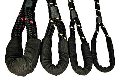 SGT KNOTS Vehicle Recovery Rope - Heavy Duty, Double Braided Nylon with Spliced Eye Loops for Emergency Towing Strap (1/2" x 20ft, Black w YellowFleck)