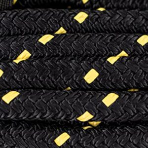 SGT KNOTS Vehicle Recovery Rope - Heavy Duty, Double Braided Nylon with Spliced Eye Loops for Emergency Towing Strap (1/2" x 20ft, Black w YellowFleck)