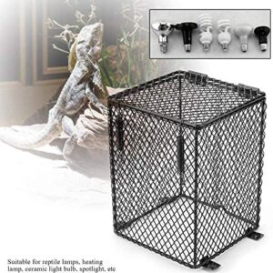 Reptile Anti Scald Burn Protective Lampshades Day Night Ceramic Light Bulb Enclosure Cage Protector for Feeding Box in Case Scald(Cubiod Shape)