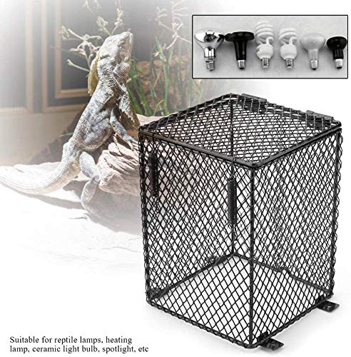 Reptile Anti Scald Burn Protective Lampshades Day Night Ceramic Light Bulb Enclosure Cage Protector for Feeding Box in Case Scald(Cubiod Shape)