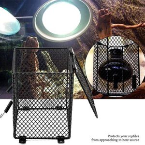 Reptile Anti Scald Burn Protective Lampshades Day Night Ceramic Light Bulb Enclosure Cage Protector for Feeding Box in Case Scald(Cubiod Shape)