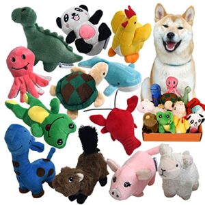 legend sandy squeaky plush dog toy pack for puppy, small stuffed puppy chew toys 12 dog toys bulk with squeakers, cute soft pet toy for small medium size dogs