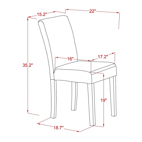 East West Furniture DLAB5-BLK-06 5Pc Round 42" Kitchen Table With Two 9-Inch Drop Leaves And Four Parson Chair With Black Leg And Linen Fabric Shitake, 5-Piece