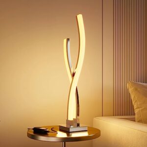 karmiqi led table lamps for bedroom, modern bedside lamp, contemporary arc desk lamp nightstand lamps for living room guest room