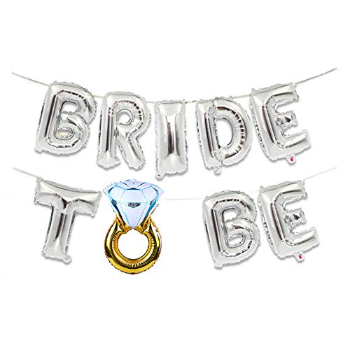 D-FLIFE Bride to be Balloon Jumbo Foil Balloon Handwriting Letter Giant Celebration Balloon Romantic Wedding Bridal ShowerEngagement Party Decoration 20 Inches (Silver)