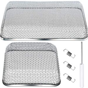 2 pieces flying insect screen rv furnace vent cover (4.5 x 4.5 inch)(8.5 x 6 inch) stainless steel mesh with installation tool