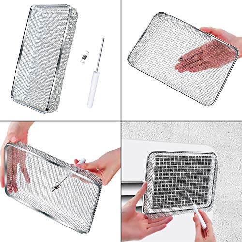 2 Pieces Flying Insect Screen RV Furnace Vent Cover (4.5 x 4.5 Inch)(8.5 x 6 Inch) Stainless Steel Mesh with Installation Tool