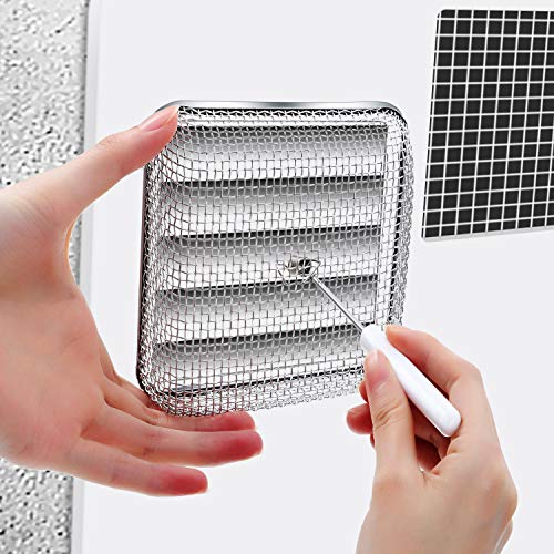 2 Pieces Flying Insect Screen RV Furnace Vent Cover (4.5 x 4.5 Inch)(8.5 x 6 Inch) Stainless Steel Mesh with Installation Tool