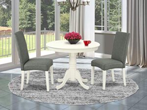east west furniture andr3-lwh-07 dining room table set, 3-pieces