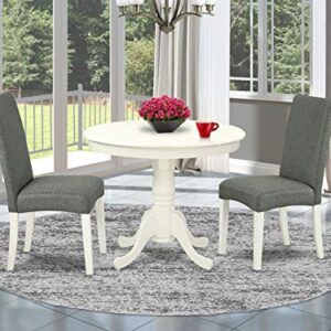 East West Furniture ANDR3-LWH-07 Dining Room Table Set, 3-Pieces