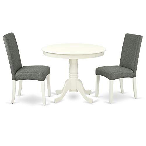 East West Furniture ANDR3-LWH-07 Dining Room Table Set, 3-Pieces