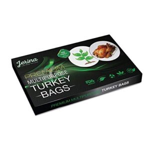 jerina turkey bag oven bags-bulk(100 counts): food safe multipurpose turkey bags / home and garden bags for cooking, freezing, preserving, harvesting - large 19” x 23.5” turkey size nylon bags - clear