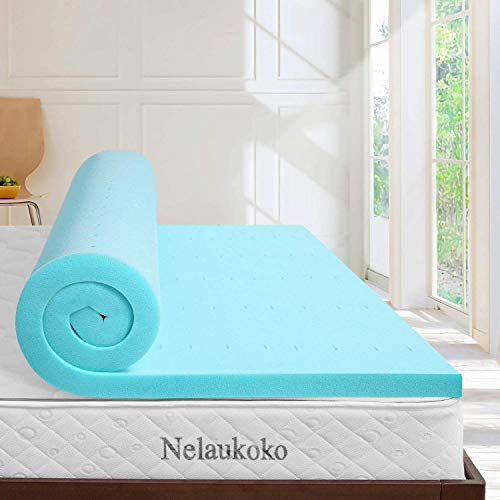 Nelaukoko 2 Inch Twin Memory Foam Mattress Topper, Single Size Foam Topper for Single Bed, Single Topper Ventilated Gel Foam Mattress Pad