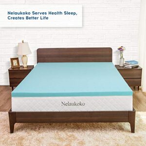 Nelaukoko 2 Inch Twin Memory Foam Mattress Topper, Single Size Foam Topper for Single Bed, Single Topper Ventilated Gel Foam Mattress Pad