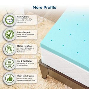 Nelaukoko 2 Inch Twin Memory Foam Mattress Topper, Single Size Foam Topper for Single Bed, Single Topper Ventilated Gel Foam Mattress Pad