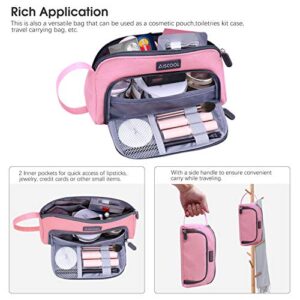 Aiscool Big Capacity Pencil Case Bag Pen Pouch Holder Large Storage Stationery Organizer for School Supplies Office College Teen (Pink)