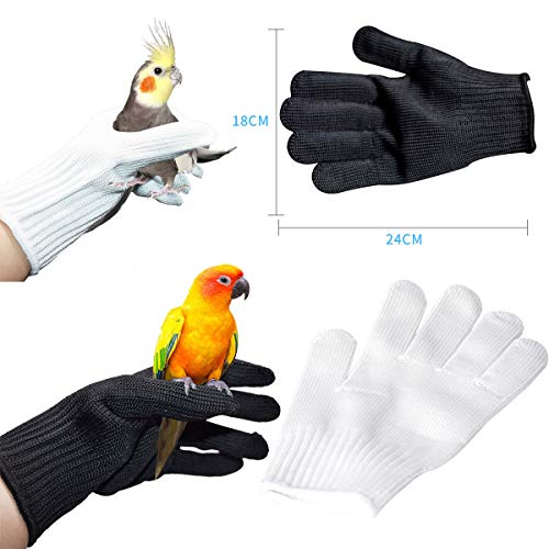 Bonaweite 1 Pair Bird Training Anti-Bite Gloves, Pet Parrot Chewing Protective Handling Gloves for Conures Cockatiels Parrotlets Finch Macaw African Budgies Parakeet Agapornis Fischeri