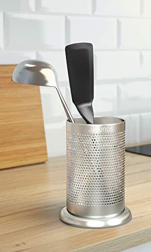 Stainless Steel Kitchen Utensil Holder for Kitchen Counter - Small Spoon Holder Utensil Crock and Large Cooking Utensil Holder Utensil Caddy - Kitchen Utensil Organizer Spatula Holder for Countertop