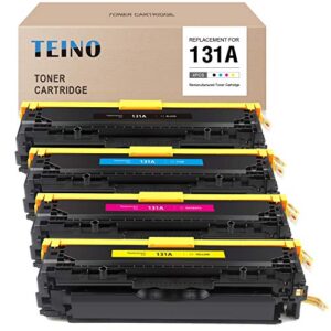 teino remanufactured toner cartridge replacement for hp 131a cf210a cf211a cf212a cf213a for laserjet pro 200 color m251nw m251n mfp m276nw (black, cyan, magenta, yellow)
