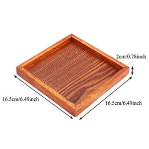 Wood Tea Tray, Small Portable Square Shape Solid Wood Tea Coffee Snack Food Dinning Serving Tray Plate tray basket Wood Serving Tray (16.5 * 16.5 * 2)