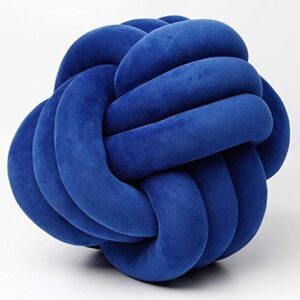 cinyana knot ball throw pillow plush toy household decoration bed room office sofa couch decor simple knotted pillow 3-strand cotton ropes weaving (13.8", blue)