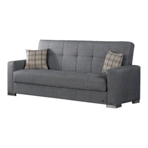 beyan kansas modern upholstered tufted sleeper sofa with storage, 89", gray