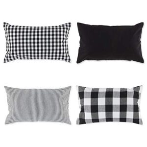 dii throw pillow cover collection decorative cotton set, black, 12x20, 4 count