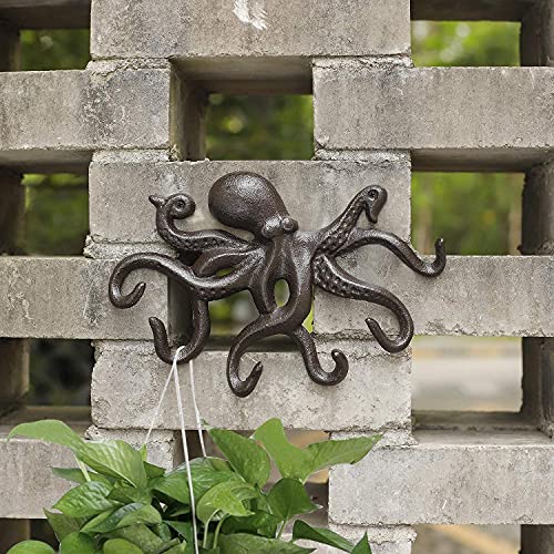 ChasBete Coat Hooks Wall Mounted Key Holder, Retro Octopus Towel Hooks for Bathrooms, Heavy Duty Wall Hooks Decorative- 2Pcs