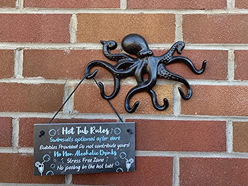 ChasBete Coat Hooks Wall Mounted Key Holder, Retro Octopus Towel Hooks for Bathrooms, Heavy Duty Wall Hooks Decorative- 2Pcs