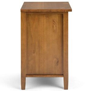 SIMPLIHOME Warm Shaker 24 Inch Wide Night Stand, Bedside table, Light Golden Brown SOLID WOOD, Rectangle, with Storage, 2 Drawers and 1 Shelf, For the Bedroom, Rustic