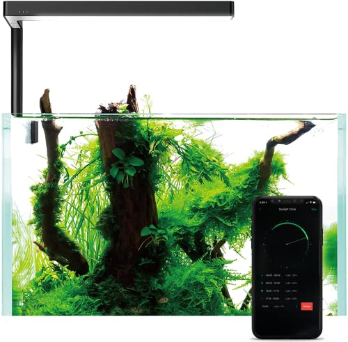 ONF Flat Nano+ 20-inch APP Remote Control Freshwater LED Aquarium Light, Timer Dimmable Day & Night Cycle, 2-9 Gallon Rimless Fish Tank, Terrarium Light for Potted Plant and Succulent IP54 Waterproof